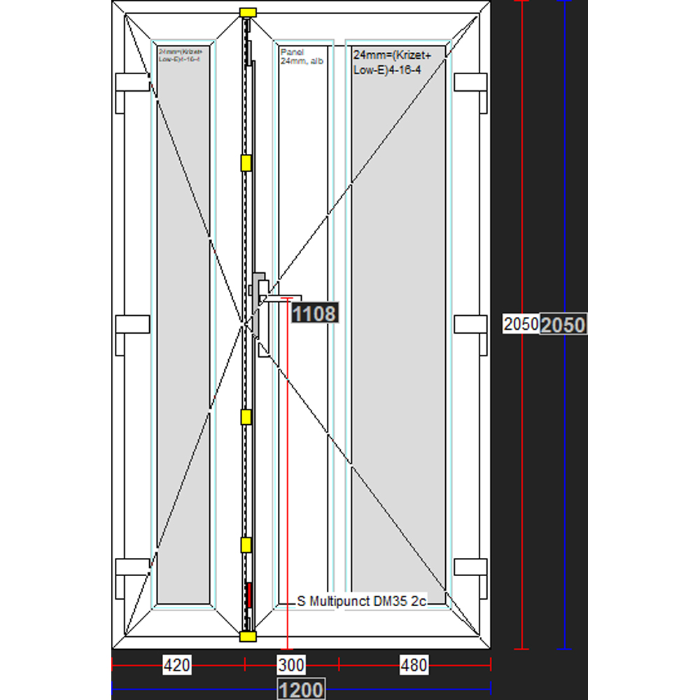 Usa exterior FENSTERWELT, cu geam, dreapta, PVC, 120 x 205 cm, alb