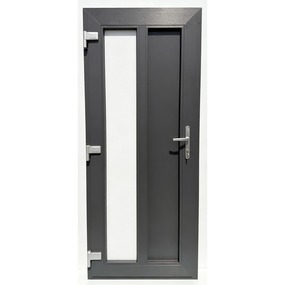 Usa exterior FENSTERWELT, cu geam, stanga, PVC, 86 x 205 cm, gri antracit