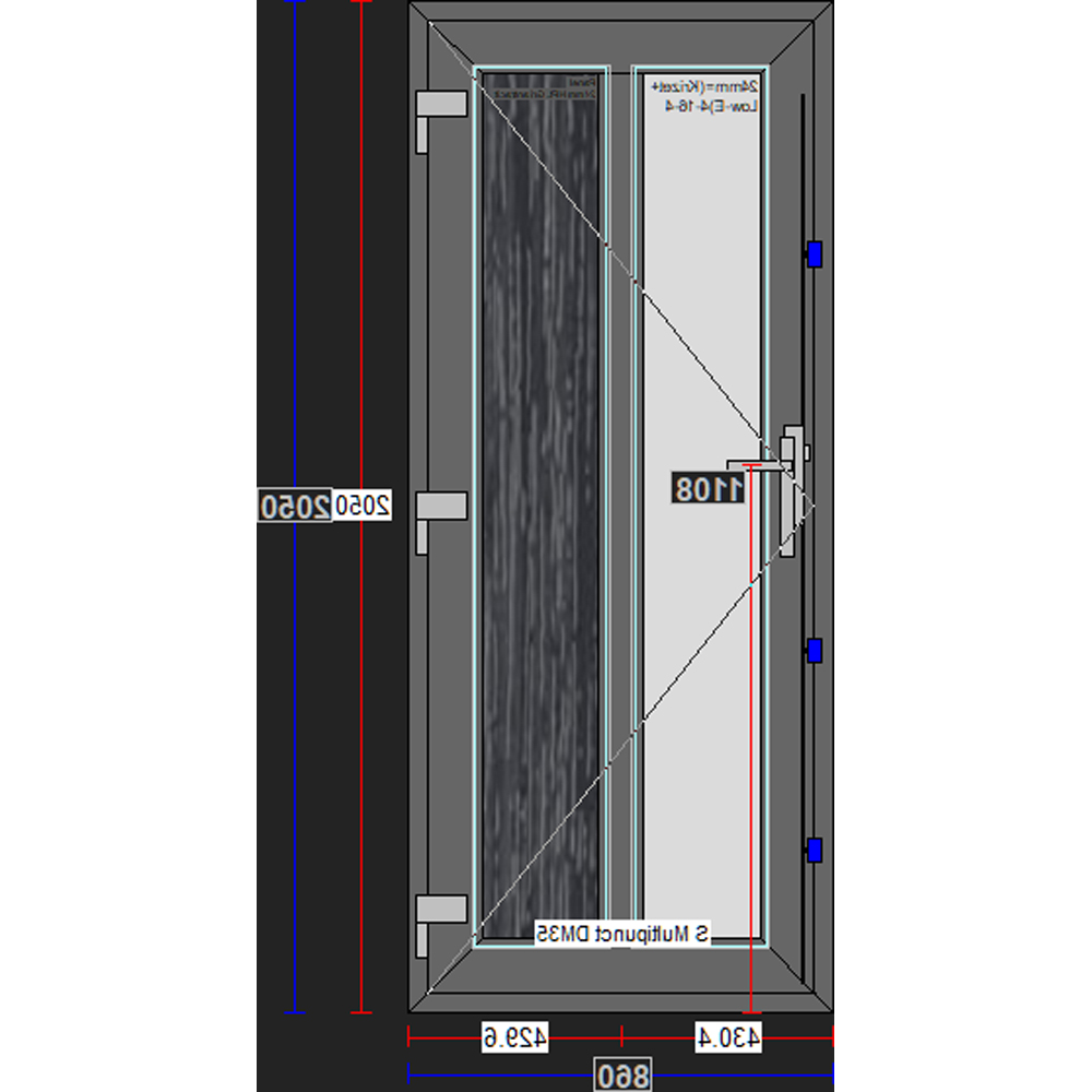 Usa exterior FENSTERWELT, cu geam, stanga, PVC, 86 x 205 cm, gri antracit
