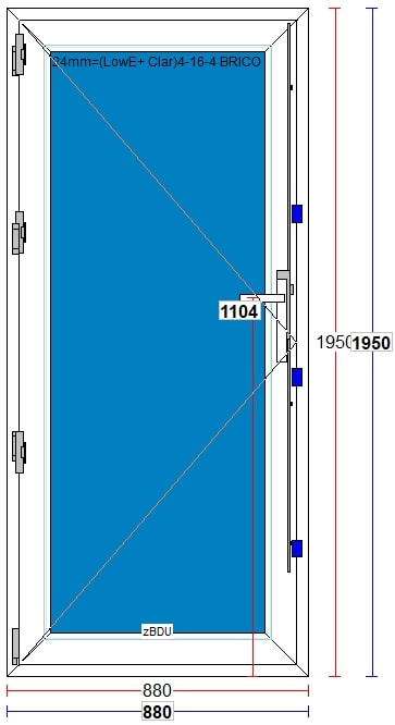 Usa exterior FENSTERWELT, cu geam, 4 camere, stanga, PVC, 88 x 195 cm, alb