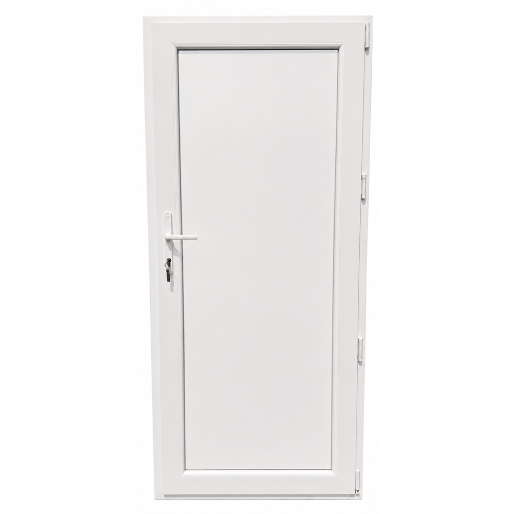 Usa exterior FENSTERWELT, fara geam, dreapta, PVC, 88 x 195 cm, alb