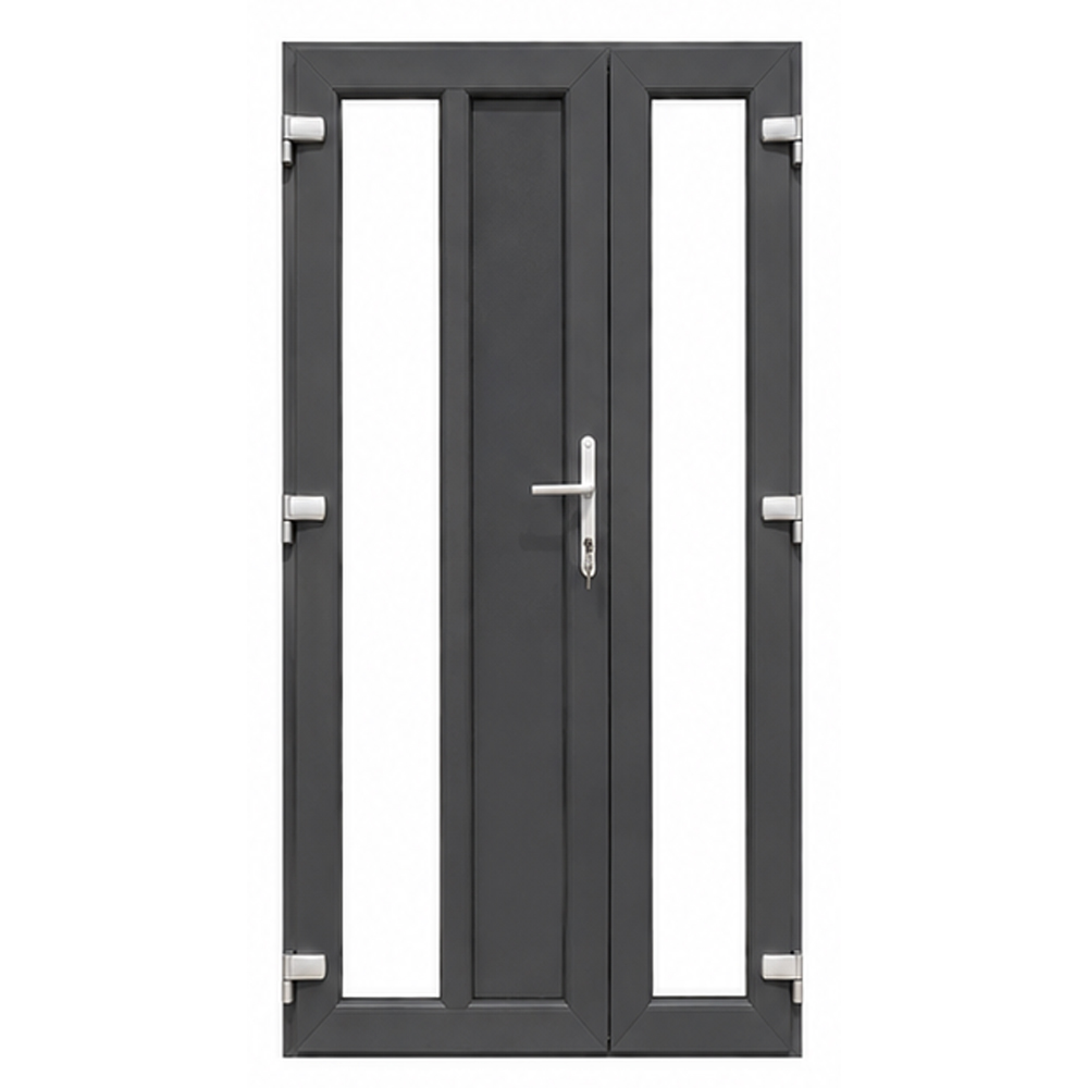 Usa exterior FENSTERWELT, cu geam, stanga, PVC, 120 x 205 cm, gri antracit