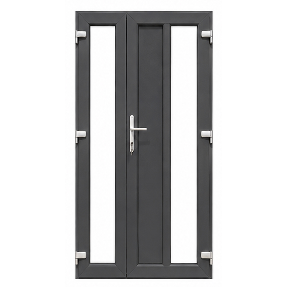 Usa exterior FENSTERWELT, cu geam, dreapta, PVC, 120 x 205 cm, gri antracit