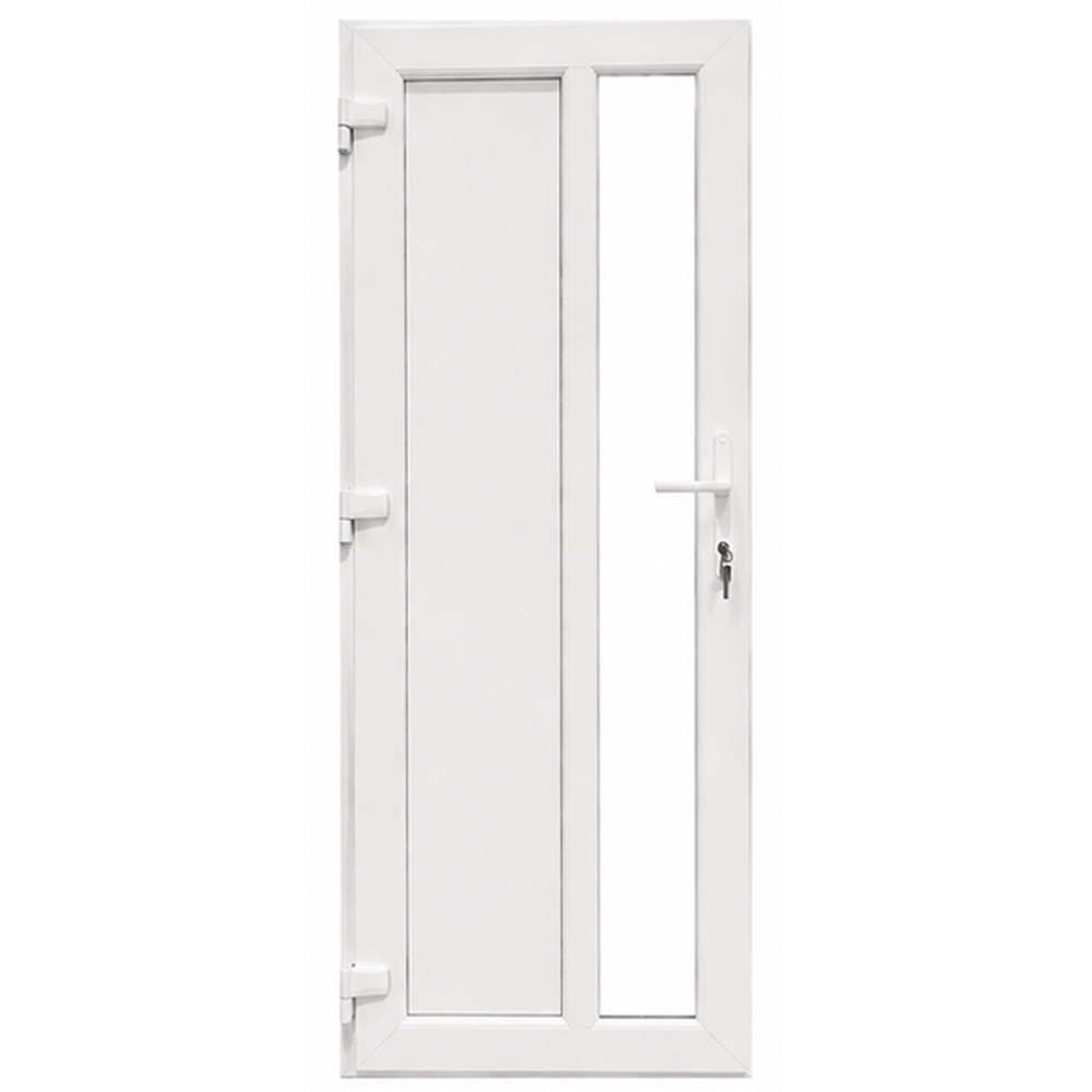 Usa exterior FENSTERWELT, cu geam, stanga, PVC, 86 x 205 cm, alb