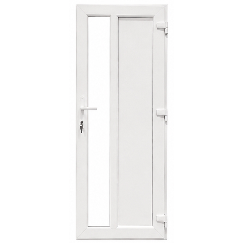 Usa exterior FENSTERWELT, cu geam, dreapta, PVC, 86 x 205 cm, alb