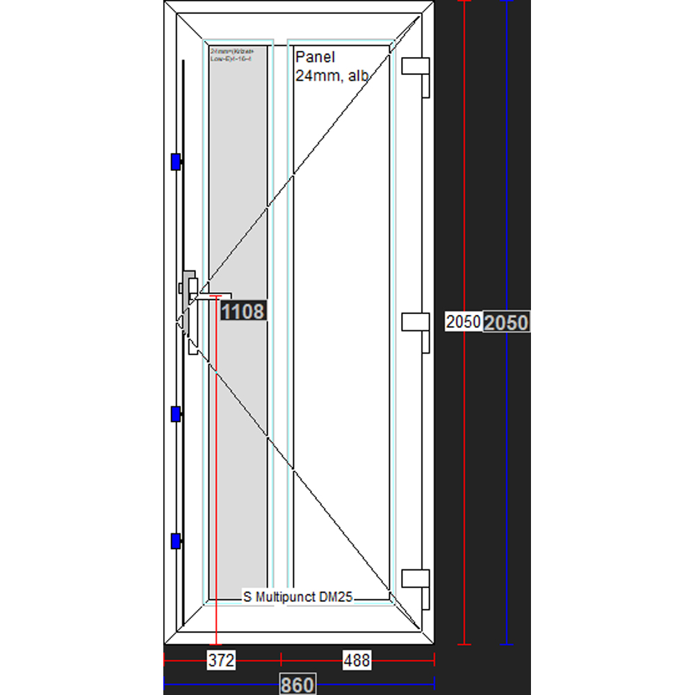 Usa exterior FENSTERWELT, cu geam, dreapta, PVC, 86 x 205 cm, alb