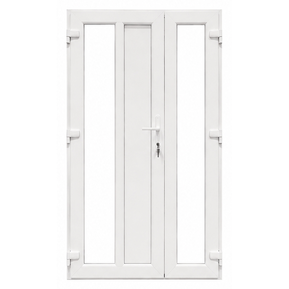Usa exterior FENSTERWELT, cu geam, stanga, PVC, 120 x 205 cm, alb