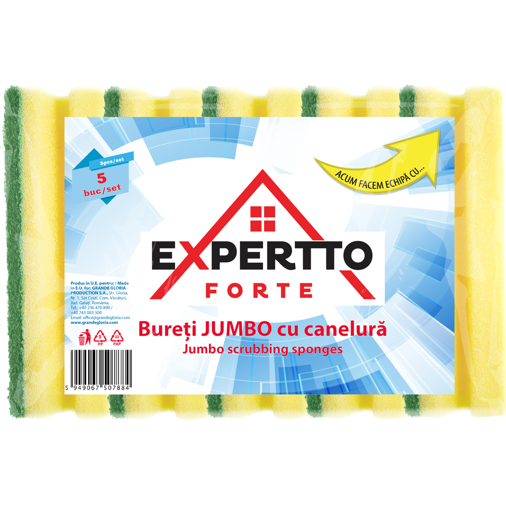 Burete de vase cu canelura EXPERTTO Jumbo, 5 bucati