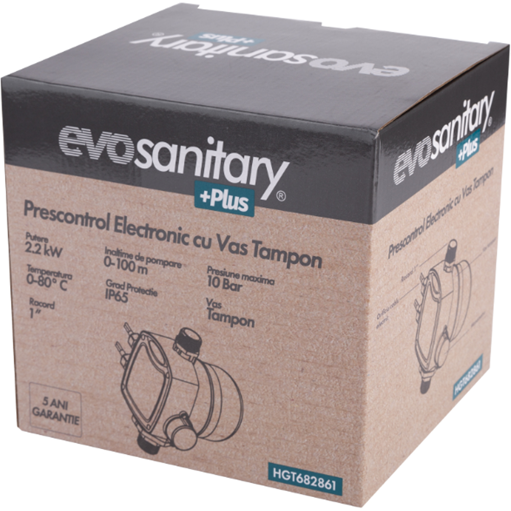 Prescontrol electronic EVOTOOLS cu vas tampon, 10 bar, 1", ABS
