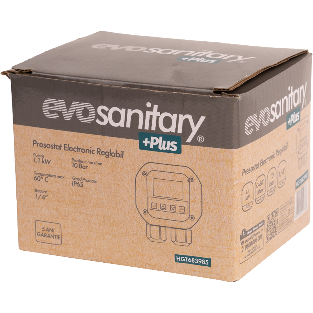 Presostat electronic reglabil EVOTOOLS EvoSanitary Plus, 10 bar, 1/4", ABS