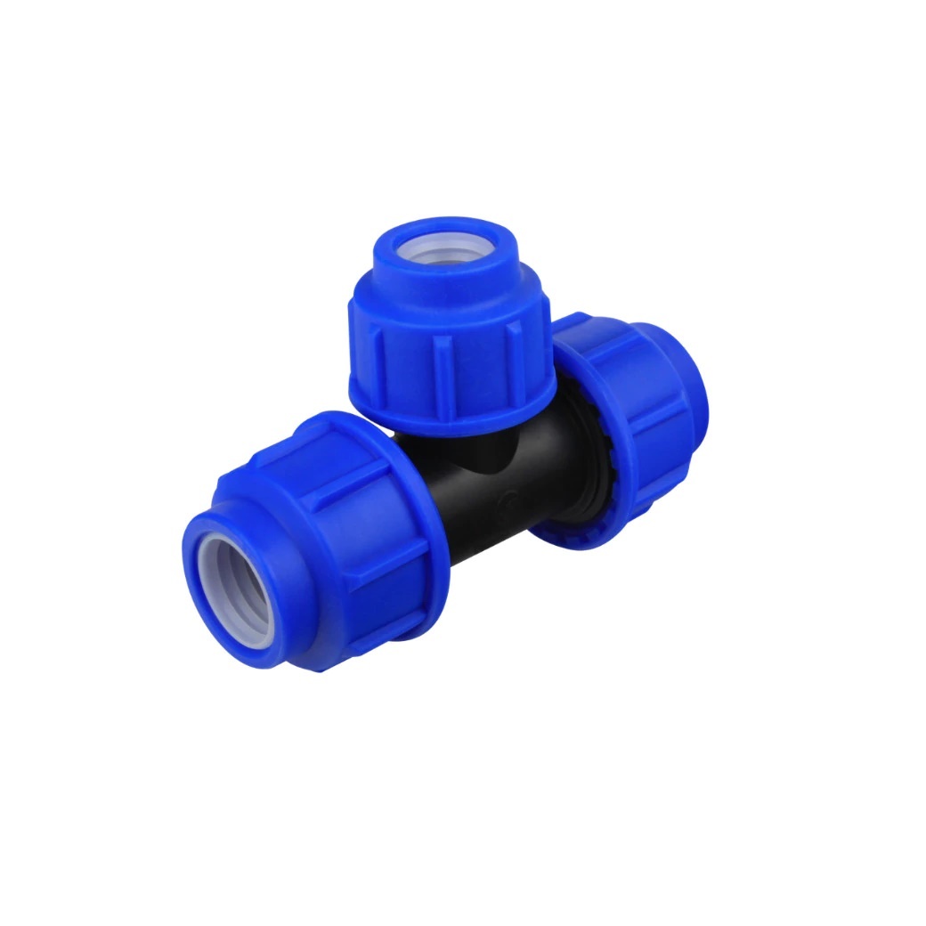 Teu compresiune PEHD, 40mm, polipropilena, negru-albastru