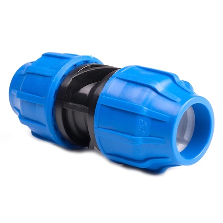 Racord compresiune egal PEHD, 32mm, polipropilena, negru-albastru
