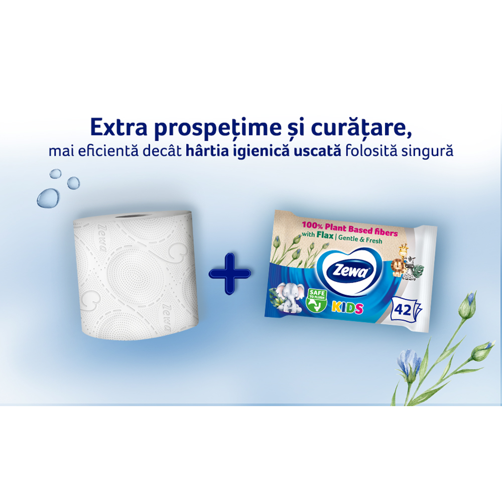 Hartie igienica umeda ZEWA Kids, 6 pachete, 42 bucati