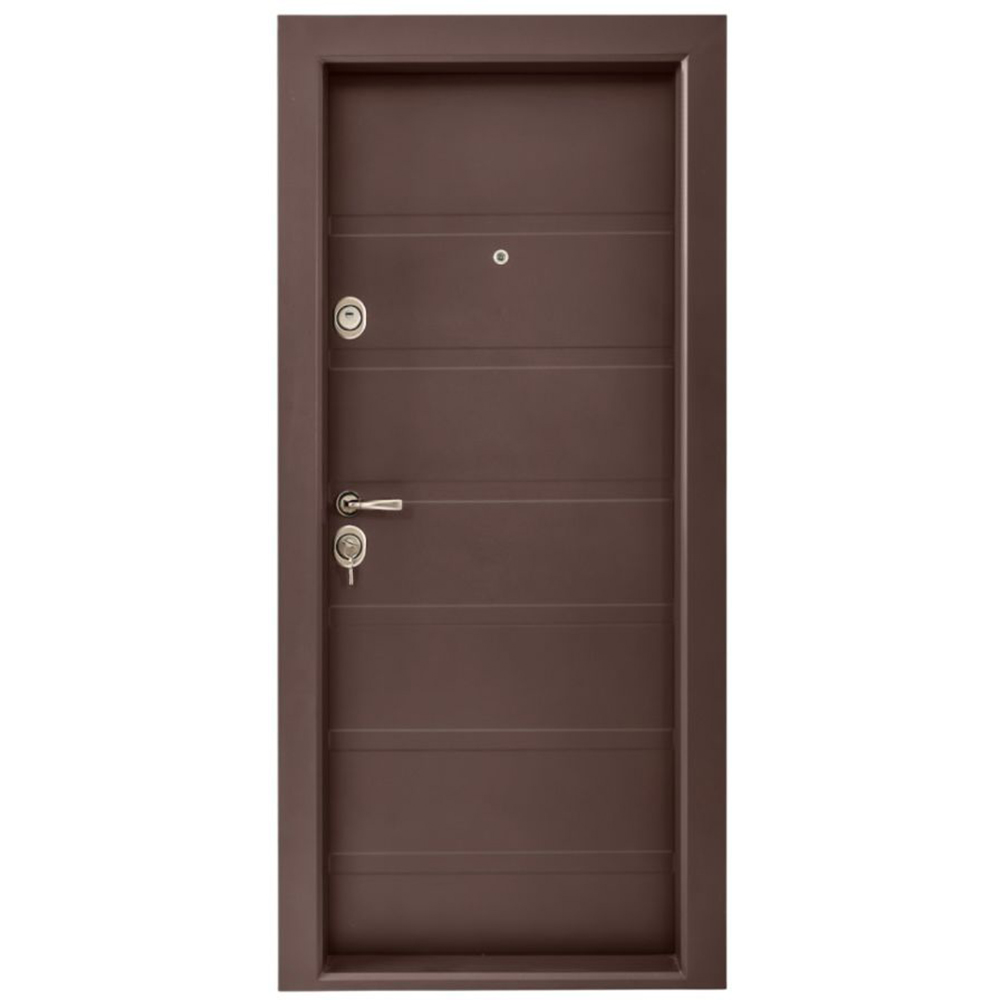 Usa exterior BR20, fara geam, dreapta, metal, 88 x 205 cm, maro