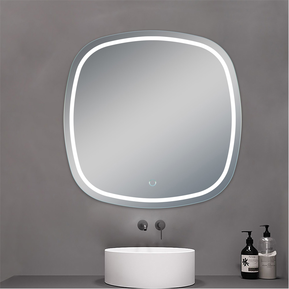 Oglinda baie ELVES SC-01, dreptunghiulara, 70 x 70 cm, Iluminare LED, Dezaburire
