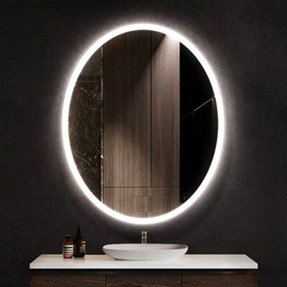 Oglinda baie ELVES NC052, ovala, 60 x 80 cm, Iluminare LED, Dezaburire