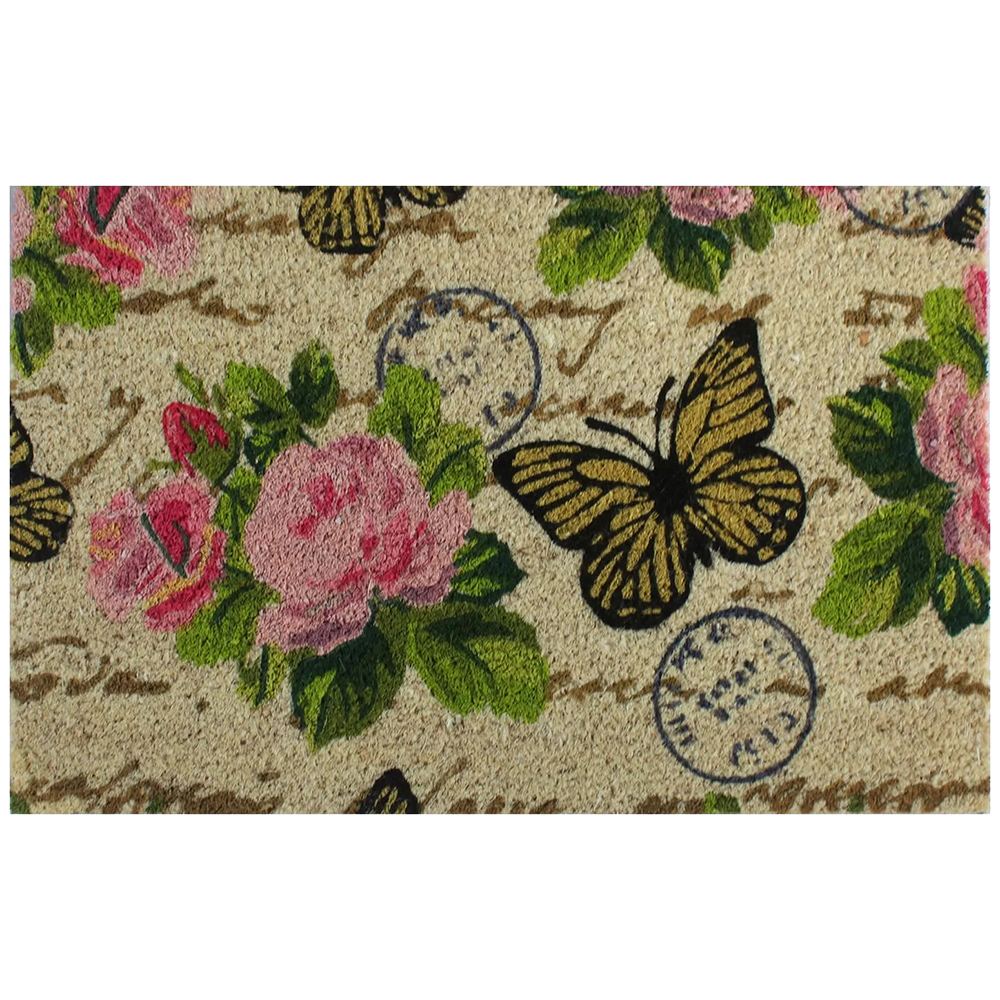 Covoras intrare UNIC SPOT Flower Power, 40 x 60 cm, cocos, maro