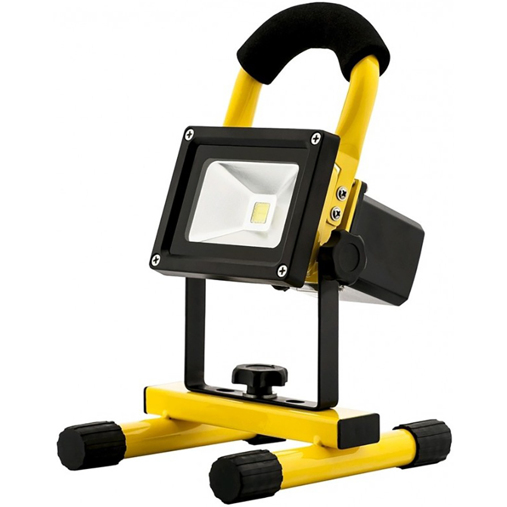 Proiecctor LED portabil Avide, 20W, 1010lm, 6400K, IP65, acumulator, negru-galben