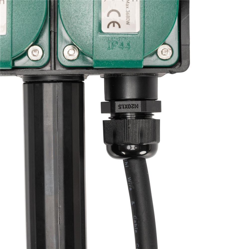 Prelungitor ENTAC ESE1.5G2-1.5-IP44S, 3680W, 2 prize, 1.5m, negru