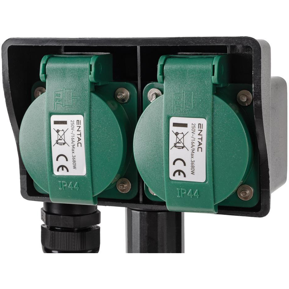 Prelungitor ENTAC ESE1.5GT2-1.5-IP44S, 3680W, 2 prize, 1.5m, negru