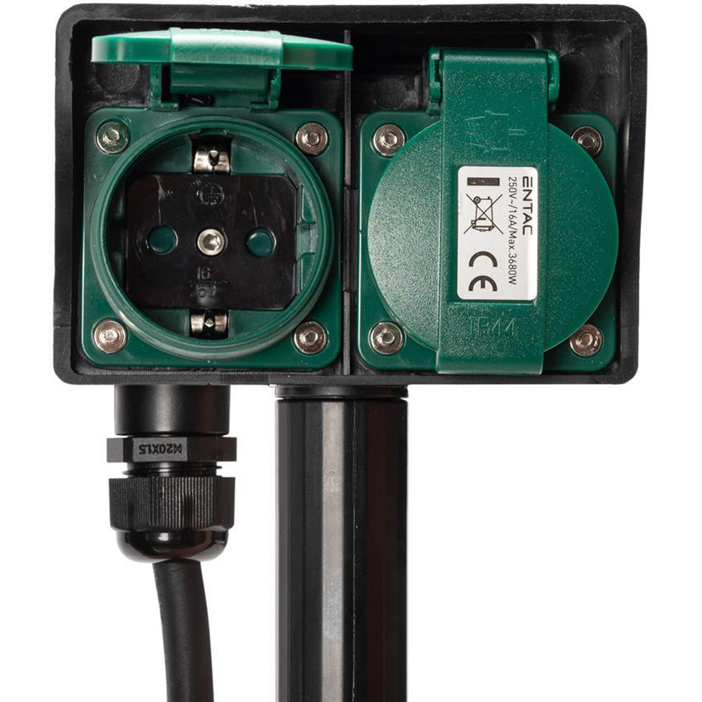 Prelungitor ENTAC ESE1.5GT2-1.5-IP44S, 3680W, 2 prize, 1.5m, negru