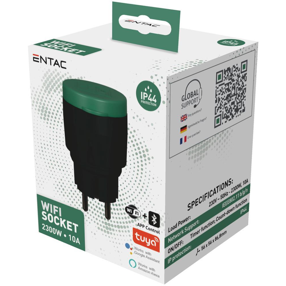 Priza de exterior Wifi ENTAC ES-WIFI-44, IP44, negru