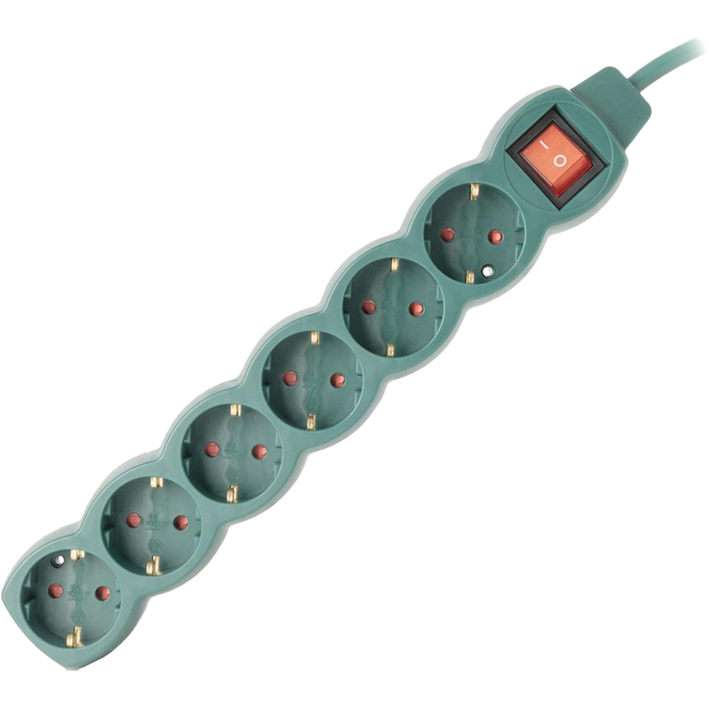 Prelungitor ENTAC ESE1.5G6-3-SW-G, 6 prize Shucko, 3m, intrerupator, verde