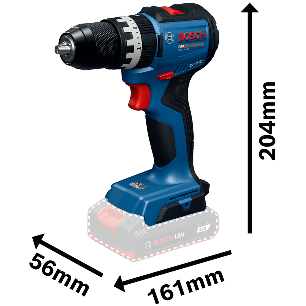 Masina de gaurit si insurubat cu percutie BOSCH Professional GSB, 18V-52, 18V, 1900rpm, 70Nm