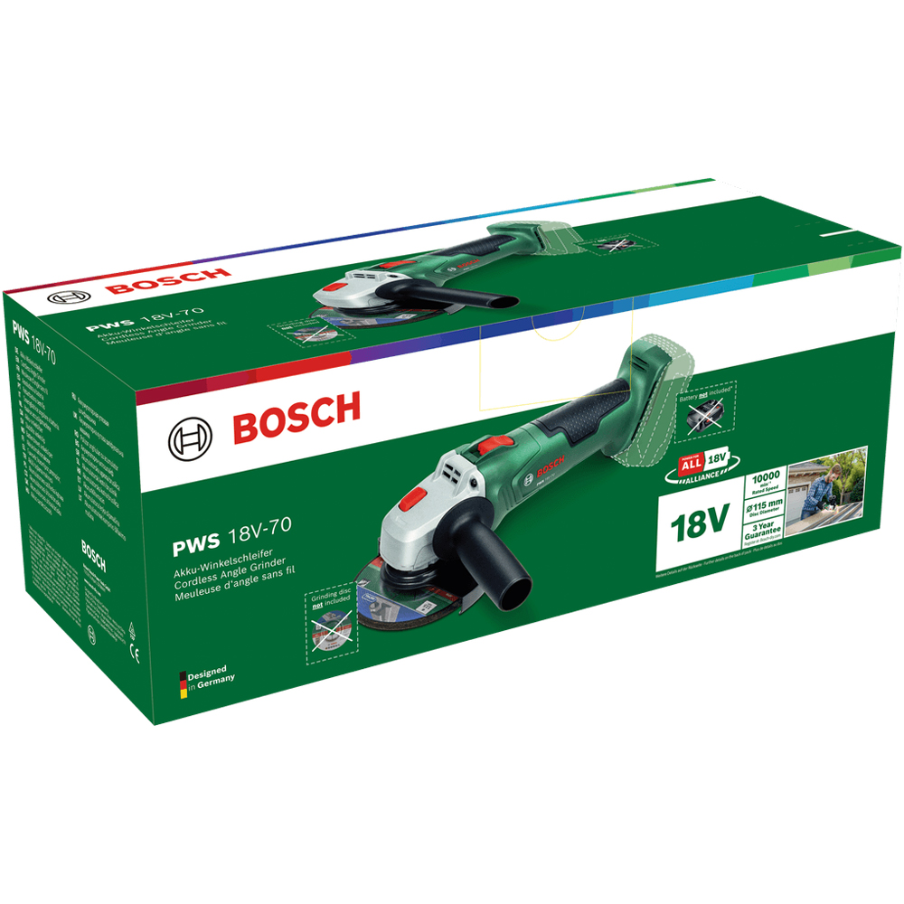 Polizor unghiular BOSCH PWS 18V-70, 18V, 125 mm, fara acumulator