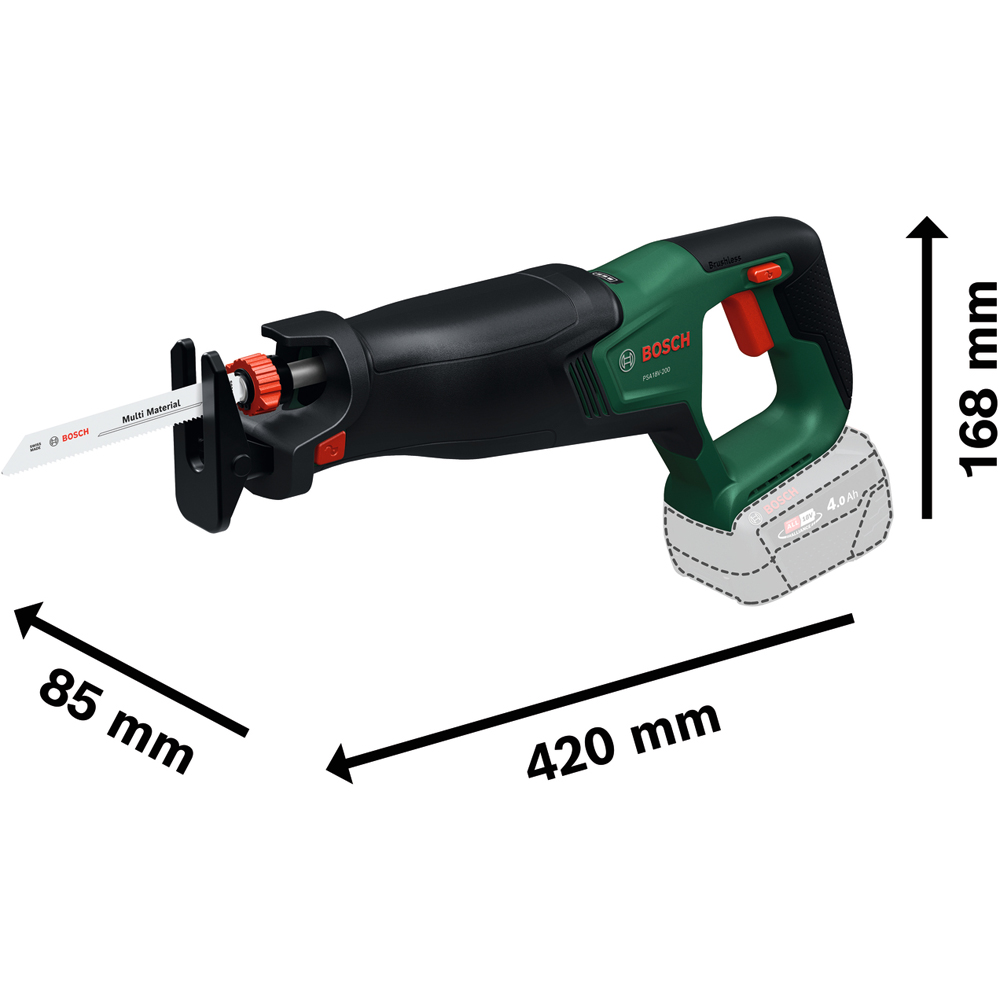 Fierastrau sabie BOSCH PSA, 18V-200, 18V, cursa 28mm, Brushless, fara acumulator