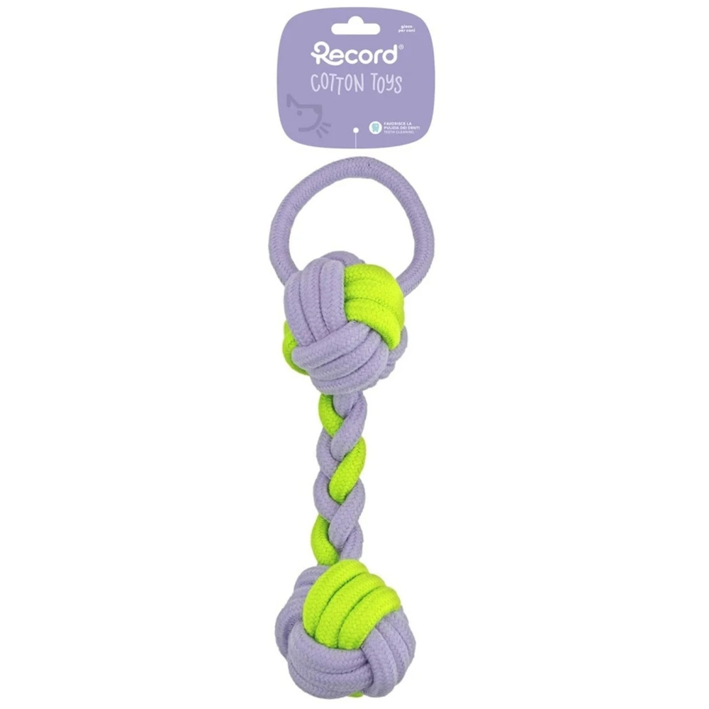 Jucarie de ros pentru caini RECORD Franghie 2 noduri, 32 cm, multicolor