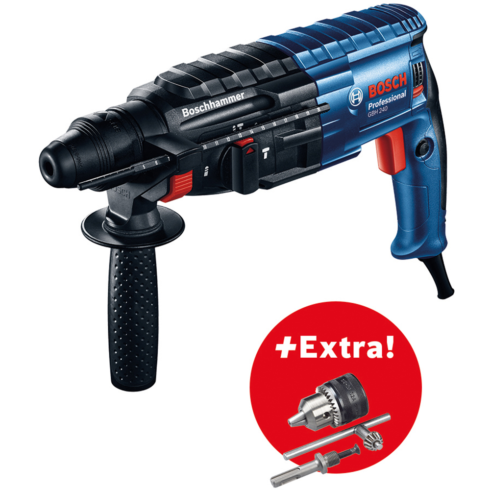 Set ciocan rotopercutor BOSCH PROFESSIONAL GBH 240, 2.7J, SDS Plus, 930rpm + mandrina cu coroana dintata