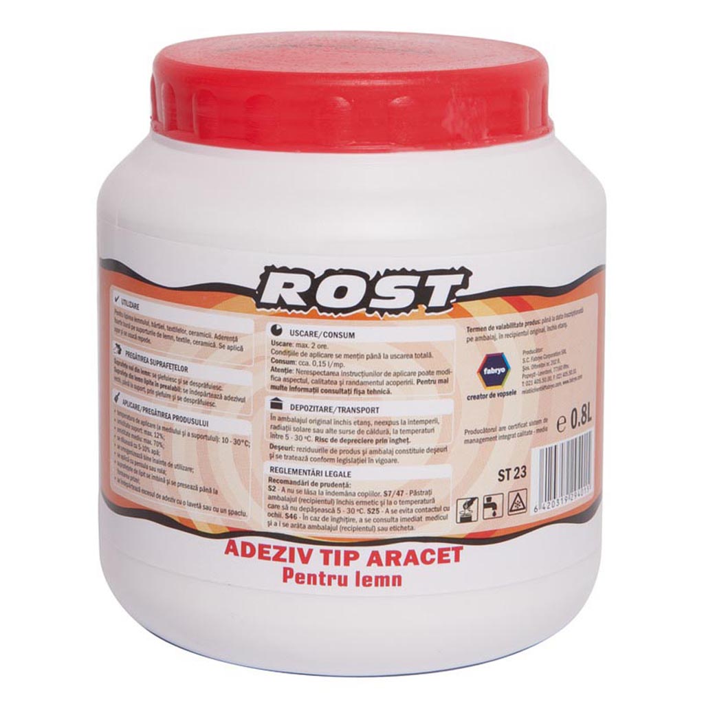 Adeziv aracet pentru lemn Rost, alb, 0.8 l