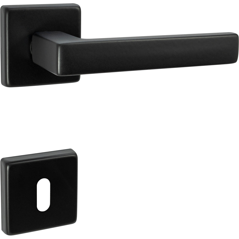 Maner cu rozeta, zamac, 125 mm, negru
