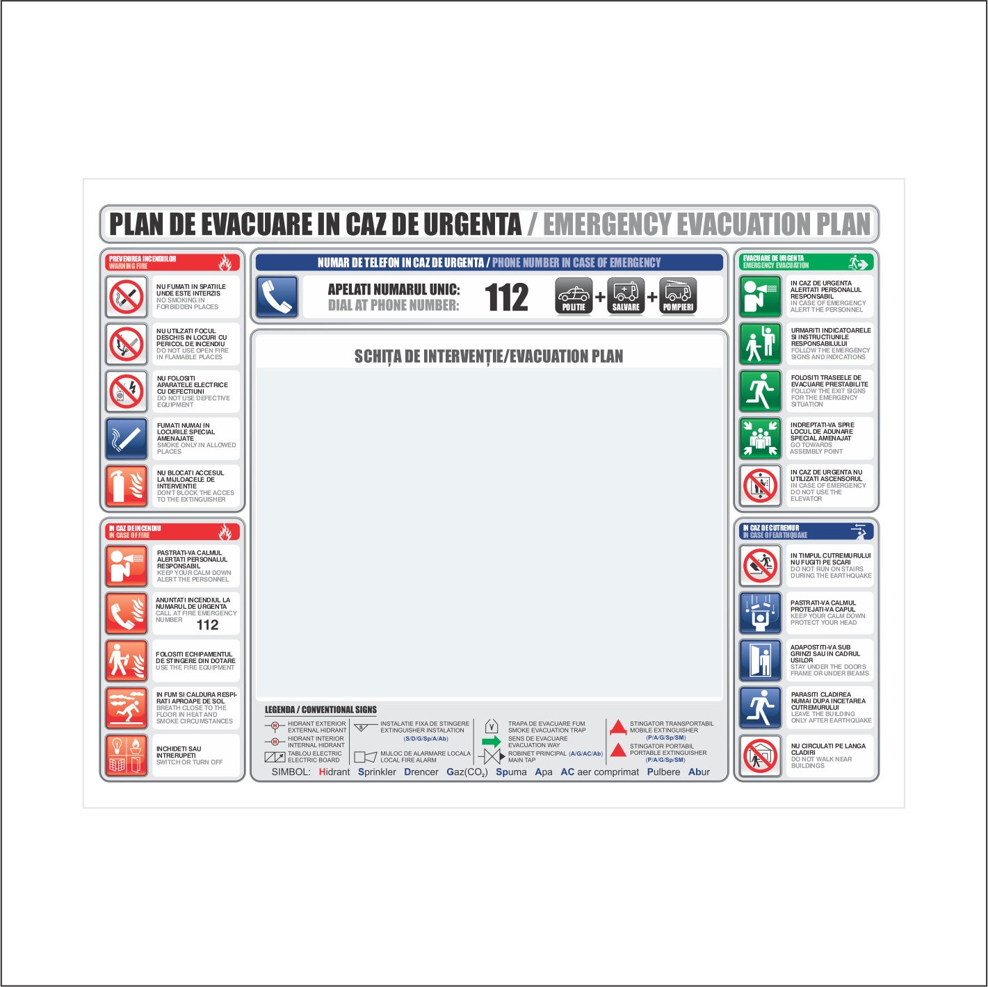 Indicator "Plan evacuare in caz de urgenta" Creative Sign, 30 x 40 cm