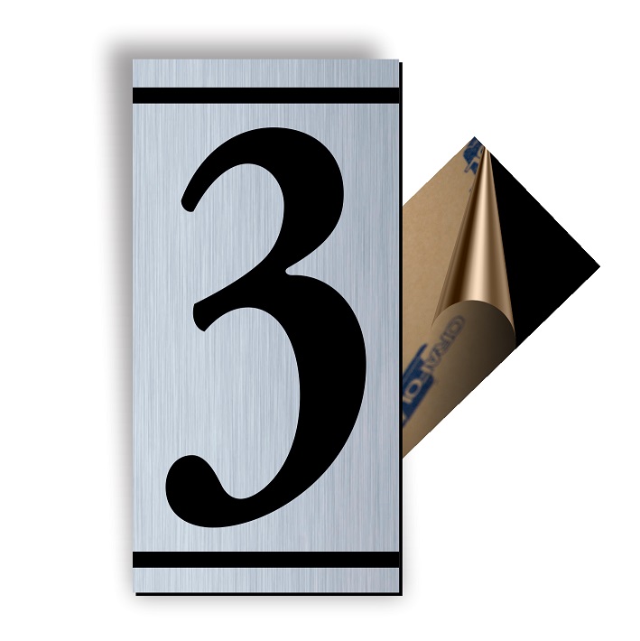 Cifra usa Creative Sign, 3, ABS, gravat, argintiu