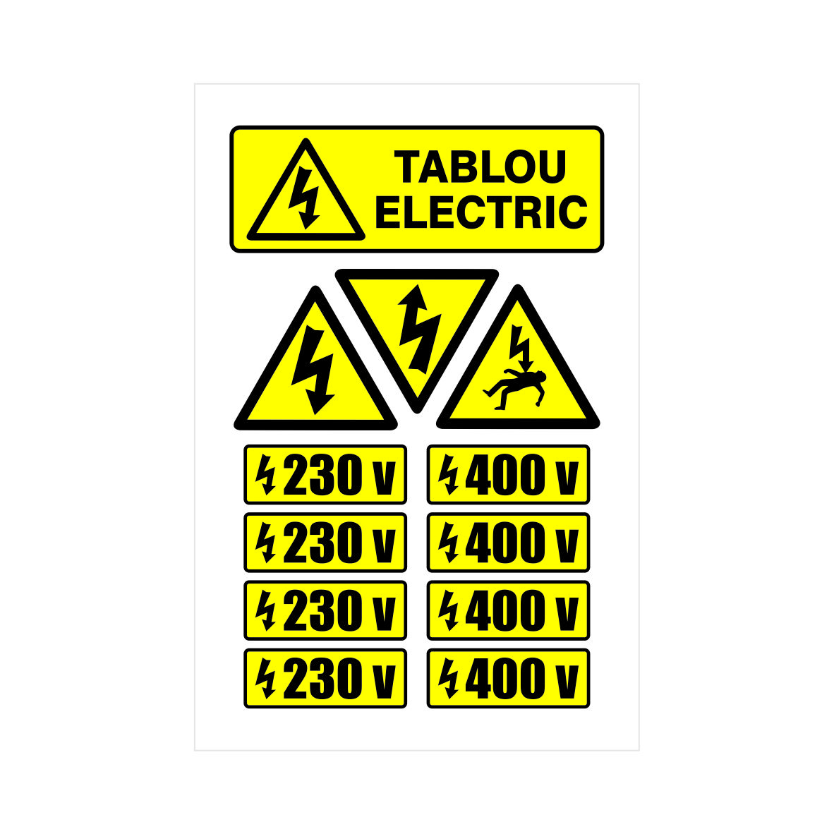 Set Indicator Avertizare Tablou Electric, 12 pictograme  Creative Sign