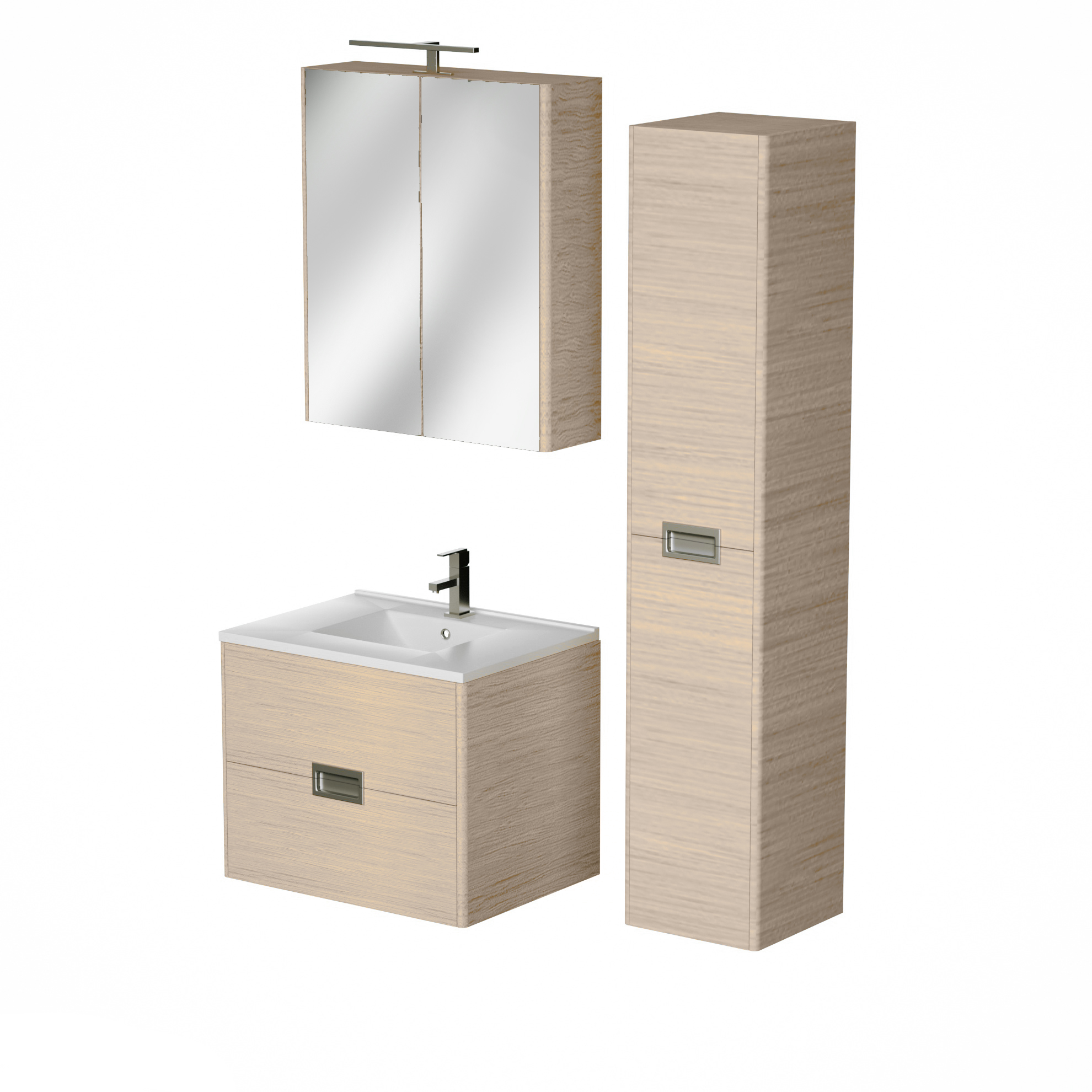 Set masca si lavoar Cubo, 62 x 46 x 50 cm, stejar