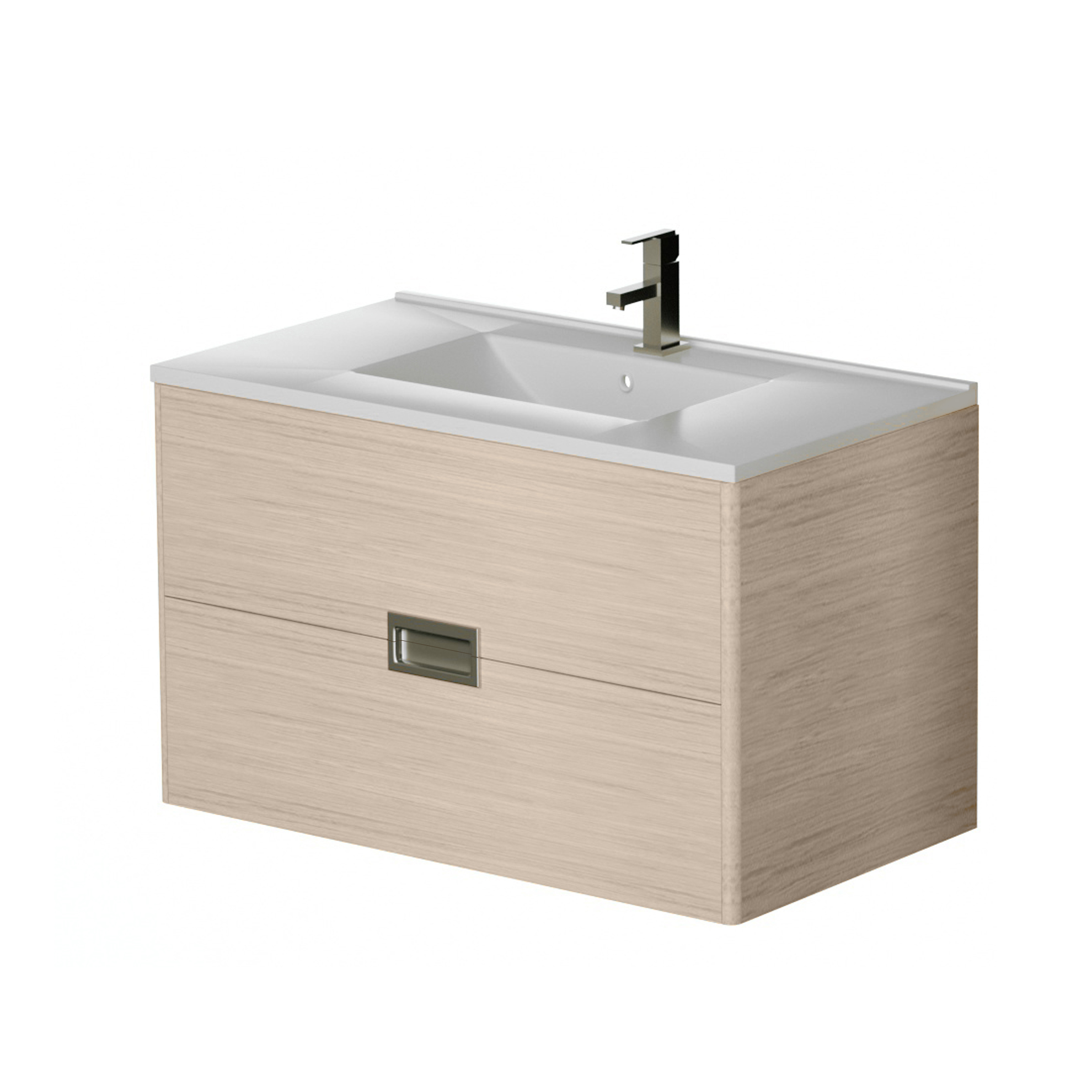 Set masca si lavoar Cubo, 81 x 46 x 50 cm, stejar