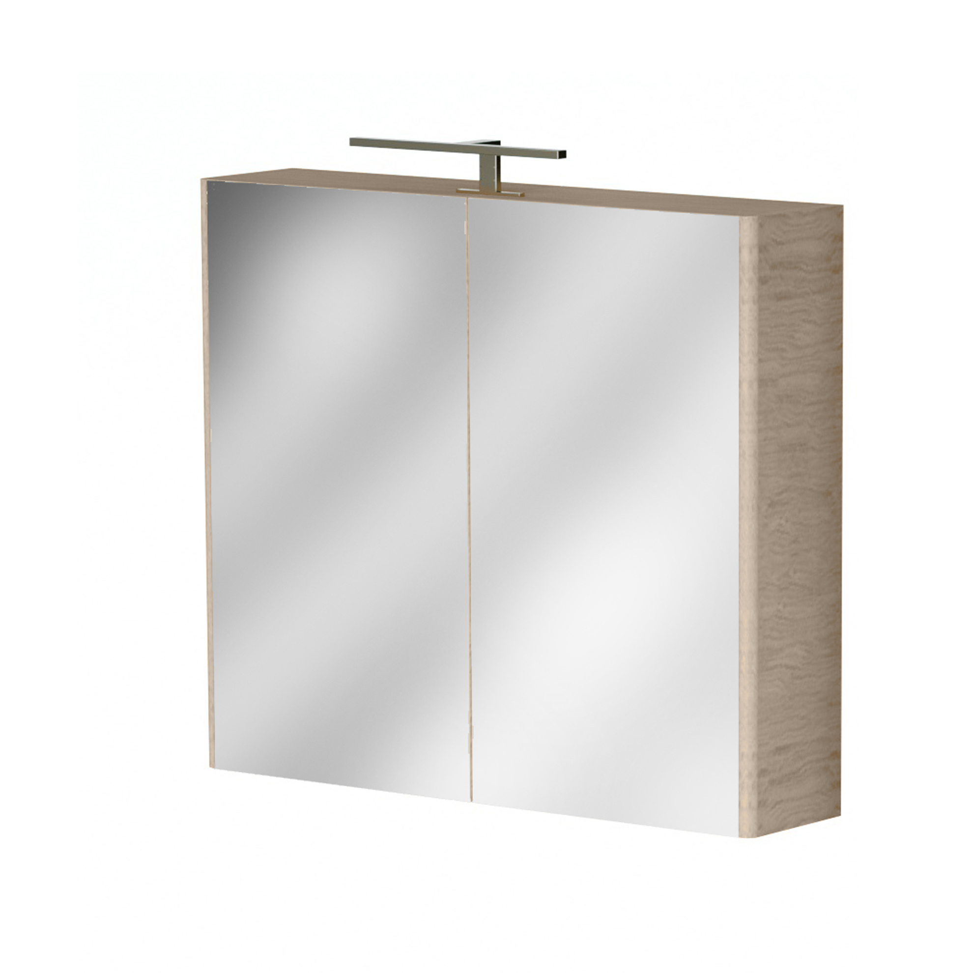 Oglinda baie Cubo, 2 usi si 2 polite mobile, 80 x 18 x 70 cm, iluminare LED