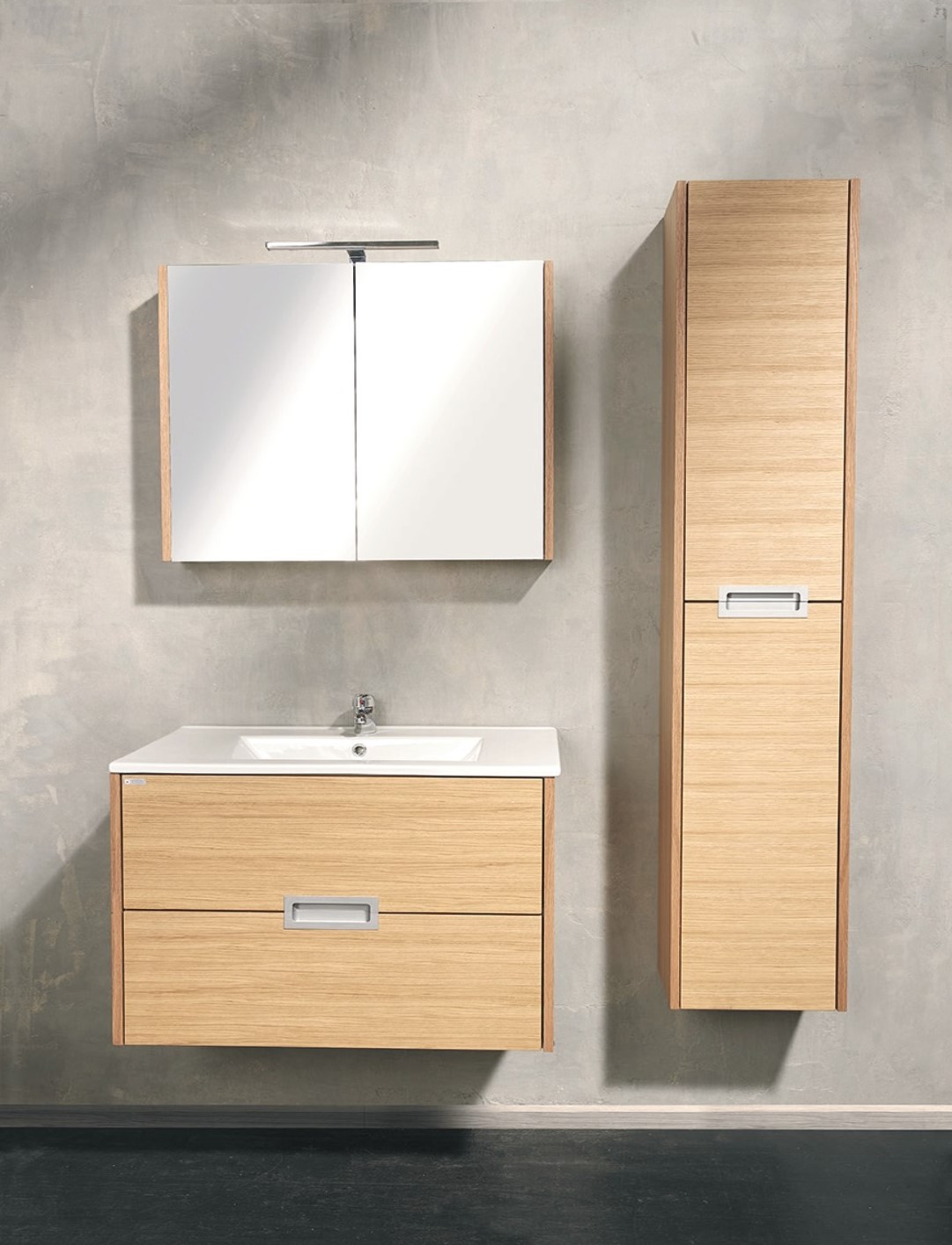 Dulap baie Cubo, suspendat, PAL, 35 x 160 cm, stejar