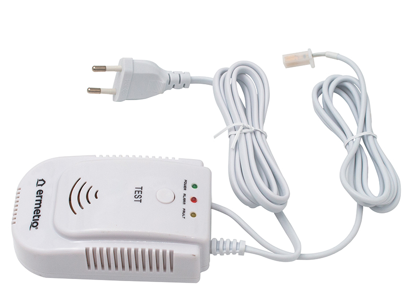 Set detector gaz cu electrovana Everline, 3/4", alimentare 220 V, rearmare manuala