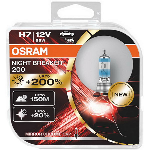 Bec auto OSRAM Night Breaker 200, 200%, H7, 3550K, 55W, 2 buc