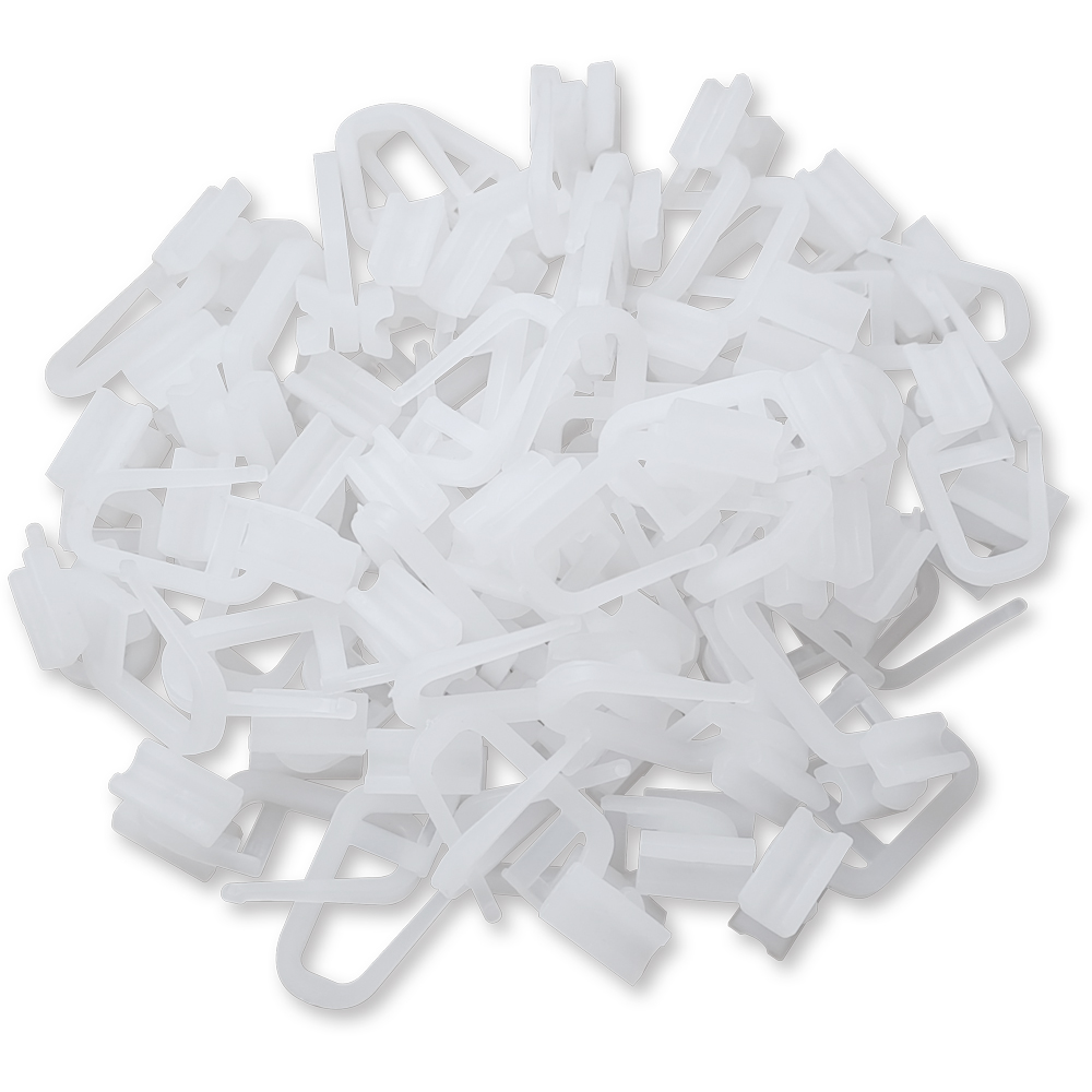 Set 50 carlige perdea TE-MA, PVC, 9 cm, alb