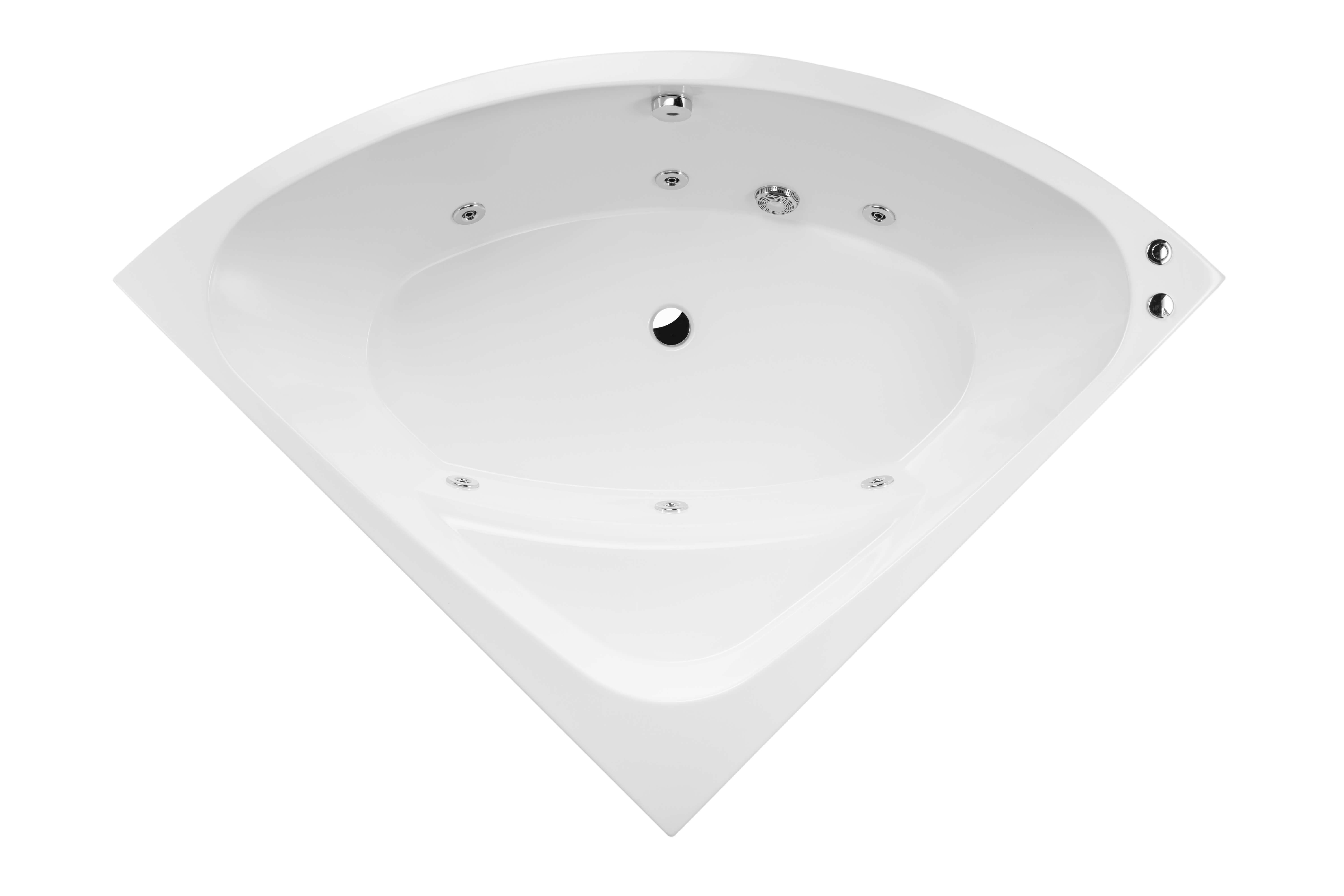 Cada baie cu hidromasaj FIBREX Royal, semirotunda, acril, 140 x 140 cm, alb