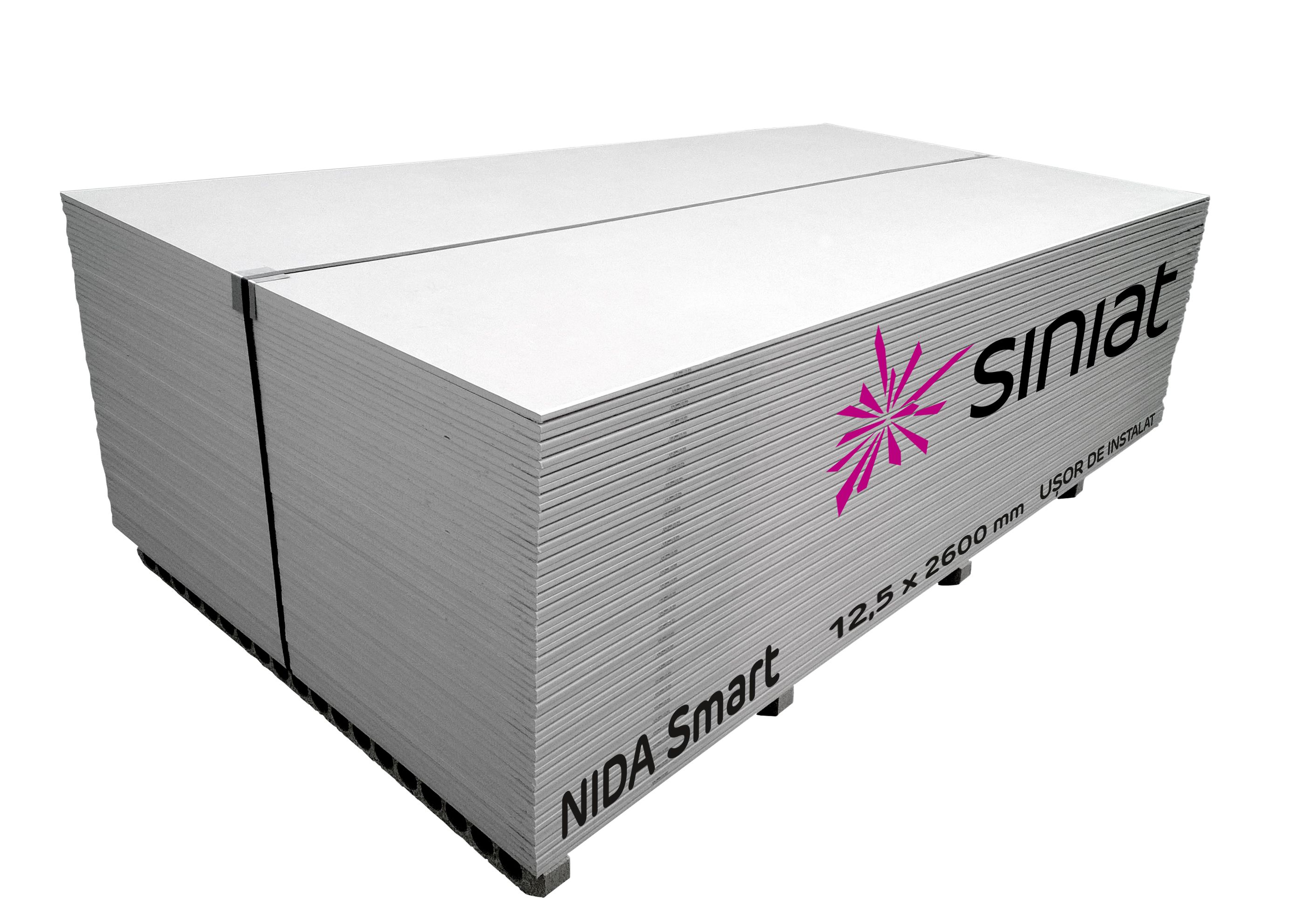 Placa gips carton Siniat Nida Smart, standard, 12.5 x 1200 x 2600 mm