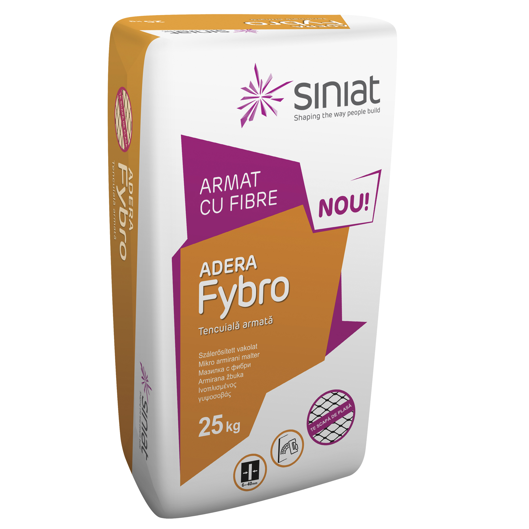 Tencuiala armata cu fibre Siniat Adera Fybro, 25 kg