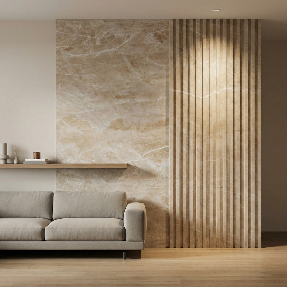 Panou decorativ Marble, WPC, 16.5 x 28 cm, alb