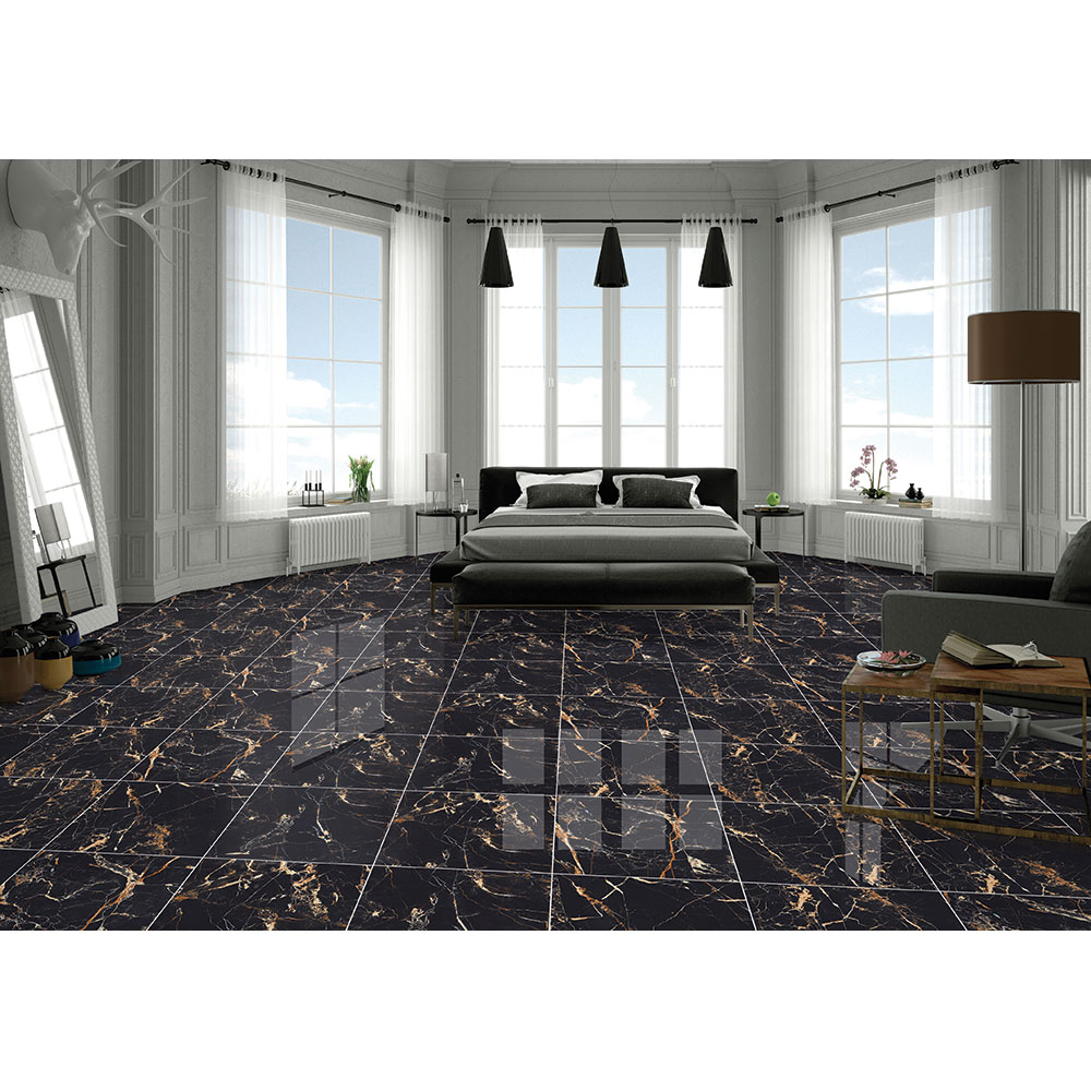 Gresie interior/exterior Veldez, marmura negru lucios, 60 x  60 cm, 9 mm, 1.44 m2/cutie