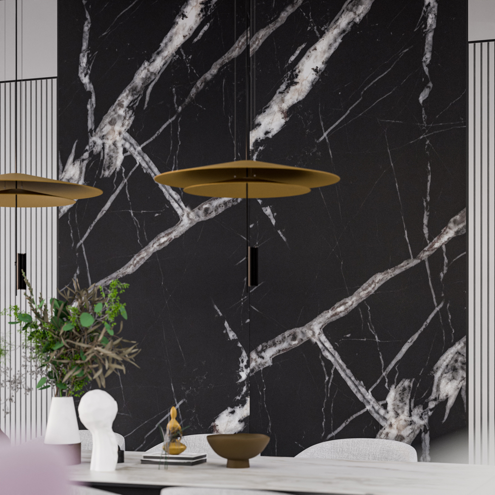 Panou decorativ perete, SPC, 280 x 96.5 cm, negru